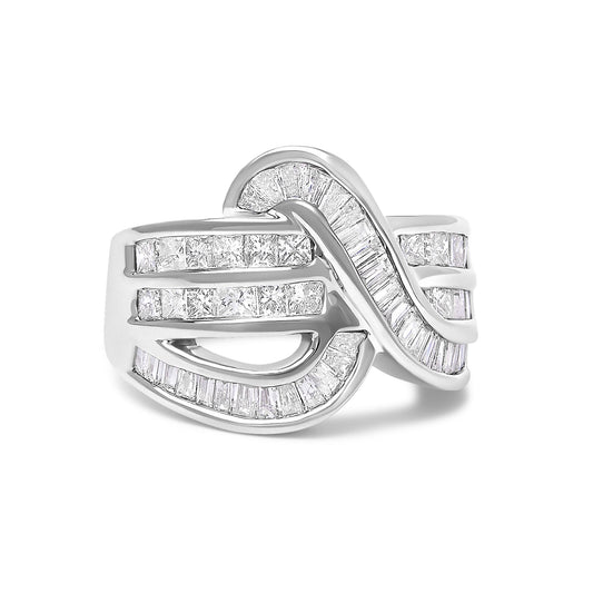 14K White Gold 2.0 Cttw Diamond Channel Set Bypass Ring