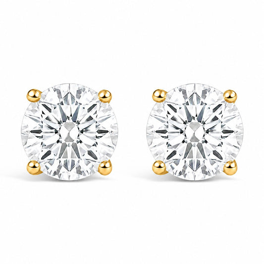 IGI Certified 14K Gold Lab Grown Diamond Solitaire Stud Earrings