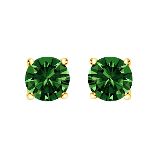 14K Gold 1/2 Cttw Lab Grown Green Diamond Classic Solitaire Stud Earrings with Pushback