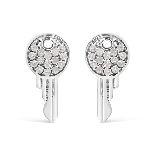 925 Sterling Silver 1/6ct TDW Diamond Charm Earrings