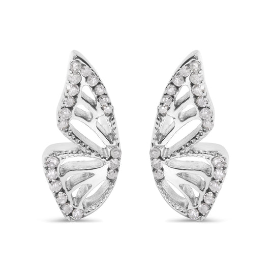 .925 Sterling Silver 1/6ct TDW Diamond Butterfly Earrings