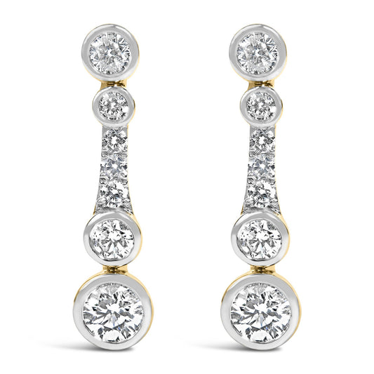 10K Yellow Gold Plated .925 Sterling Silver 2.0 Cttw Lab Grown Diamond Bezel Set Drop Earrings