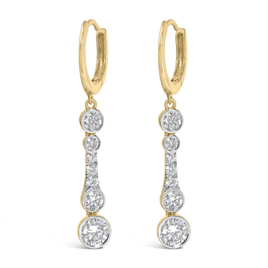 10K Yellow Gold Plated .925 Sterling Silver 2.0 Cttw Lab Grown Diamond Bezel Set Dangle Earrings