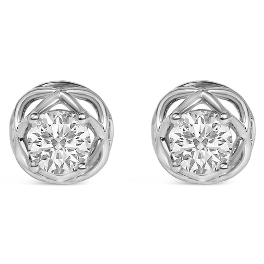 .925 Sterling Silver 1.0 Cttw Lab Grown Diamond Openwork Stud Earrings