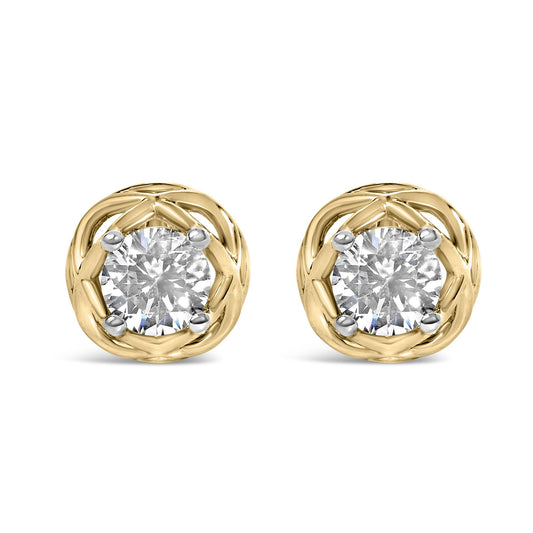 10K Yellow Gold Plated .925 Sterling Silver 1.0 Cttw Lab Grown Diamond Openwork Stud Earrings