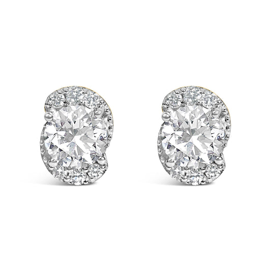 10K Yellow Gold Plated .925 Sterling Silver 2.0 Cttw Lab Grown Diamond Galaxy Halo Stud Earrings