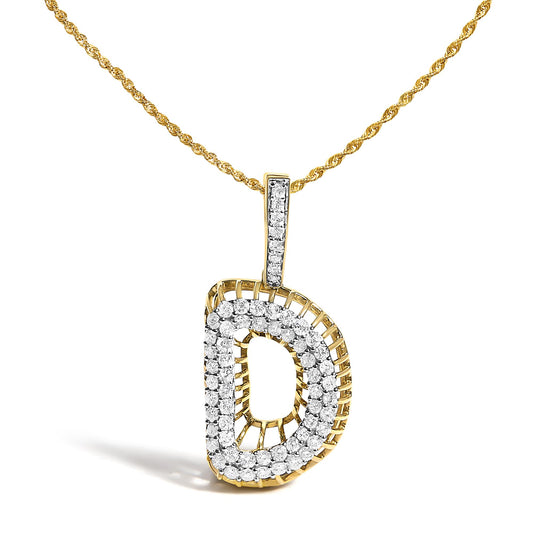 Close-up front view of a yellow metal necklace with a twisted chain and an abstract pendant featuring multiple white gemstones in a pave setting.