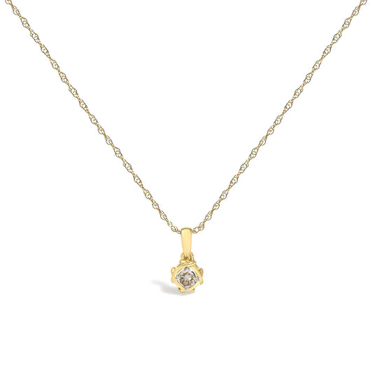 14K Yellow Gold Plated Sterling Silver 1/5 Cttw Diamond Swirl Pendant Necklace