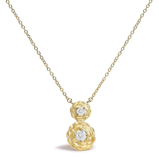 14K Yellow Gold Plated Sterling Silver 1/2 Cttw Lab Grown Diamond Rose Pendant Necklace