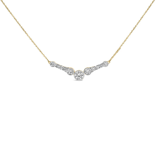 10K Yellow Gold Plated Sterling Silver 1 1/2 Cttw Lab Grown Diamond V Bar Necklace