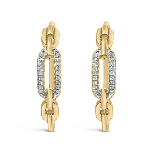 Gold Vermeil 1/10 Cttw Diamond Paperclip Hoop Earring