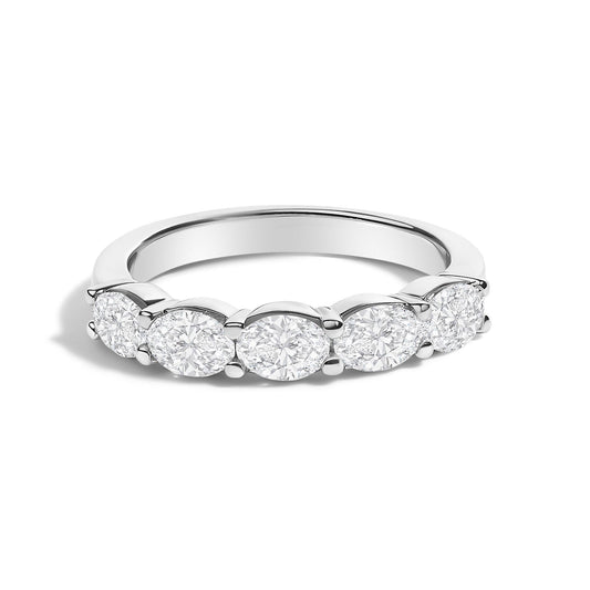 14K White Gold 1 1/4 Cttw Lab Grown Oval East West Band Ring