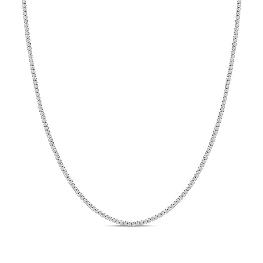14K White Gold 3.0 Cttw Diamond Tennis Necklace