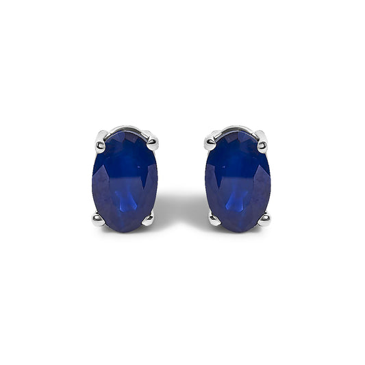 Sterling Silver 6x4mm Natural Oval Gemstone Solitaire Stud Earrings