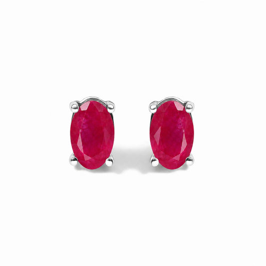 Sterling Silver 5x3mm Natural Oval Gemstone Soliatire Stud Earrings